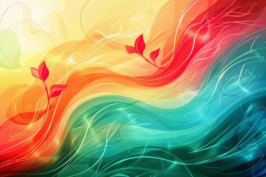 abstract colorful background with swirls and leafs, Abstract background for Republic Day Iran