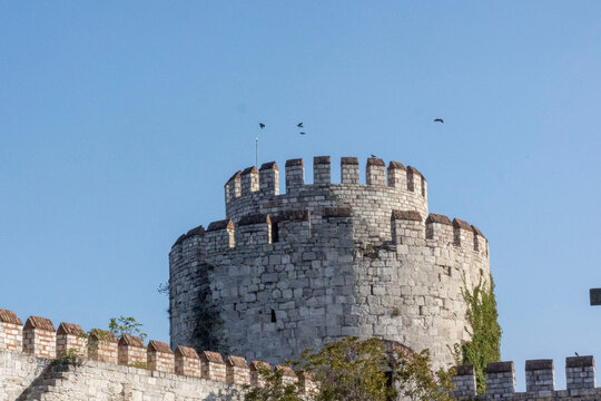Yedikule Fortress &lsquo;The Castle of Seven Towers&rsquo; in Faith, Istanbul,  Turkey. Built to protect the city walls it also acted as a prison and the state treasury. 