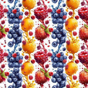 Seamless fruit pattern in vector style
