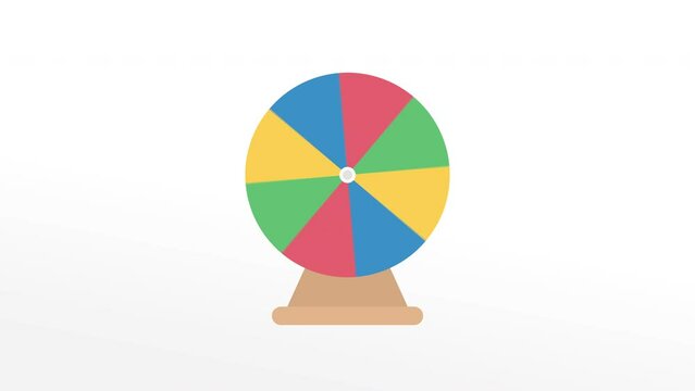 Illustration animated colour roulette spinning on wooden base