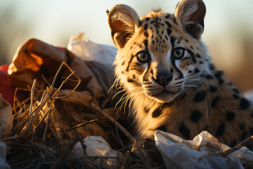 In the rubbish dump there are Serval biting