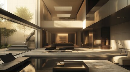 Fototapeta premium A huge living room with a high ceiling.