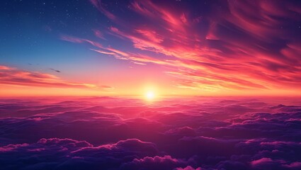 Naklejka premium Gradient sky at sunset, with rich oranges and purples blending seamlessly