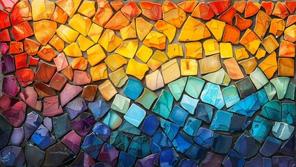 Mosaic tile pattern, with colorful pieces coming together to create a cohesive whole