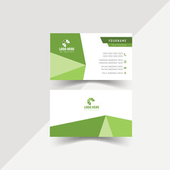 Creative corporate modern business card clean double-side personal with green & black design natural shape template for personal user horizontal layout print ready.