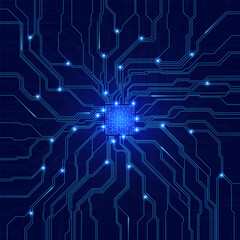Circuit board. Computer microchip concept. Technology background. Vector illustration.