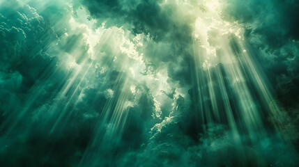 Obraz premium Dramatic Sky with Bright Clouds, Abstract Weather Background, Conceptual Design of Heaven and Storm