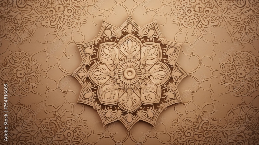 Poster background with canvas texture and islamic pattern.