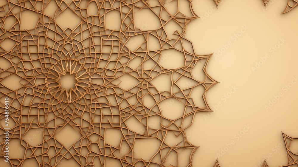 Poster background with canvas texture and islamic pattern.
