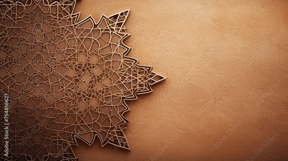 Poster background with canvas texture and islamic pattern.
