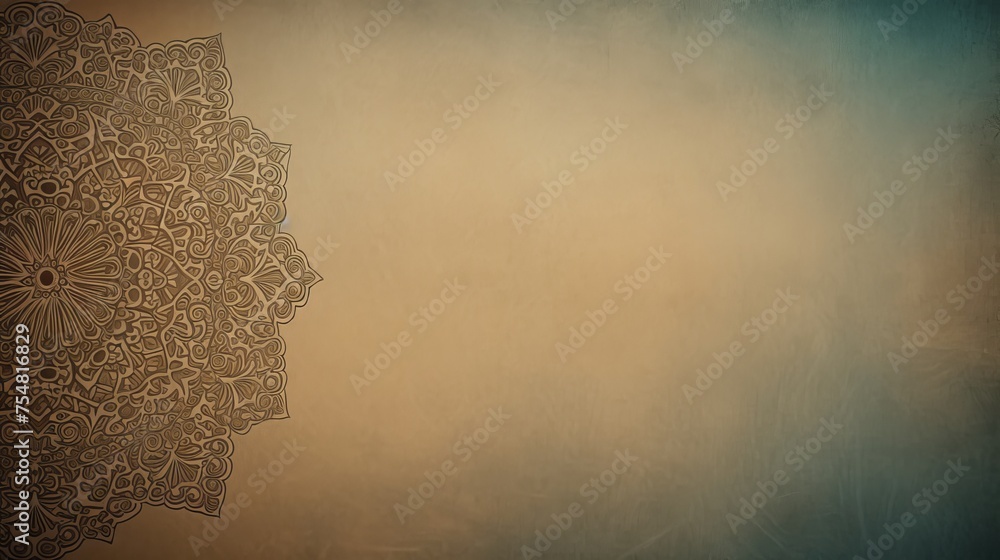 Poster background with canvas texture and islamic pattern.
