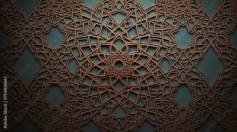Poster background with canvas texture and islamic pattern.