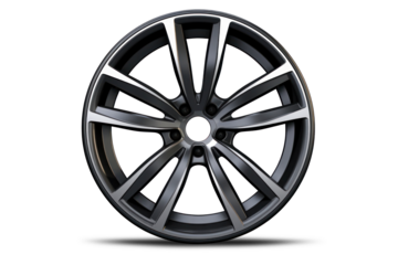 Alloy car rim for wheel isolated on a white background. Alloy wheel design for car wheel. Close-up.
