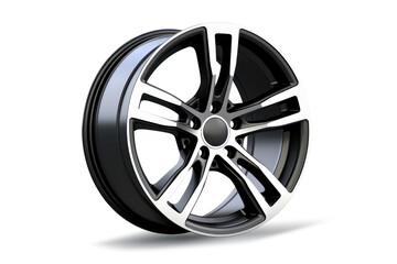 Fototapeta premium Alloy car rim for wheel isolated on a white background. Alloy wheel design for car wheel. Close-up.