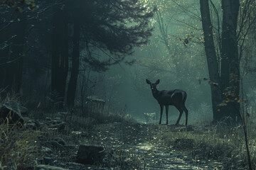 Beautiful young deer in the forest