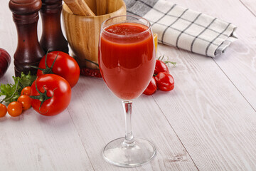 Fresh Tomato juice in the glass