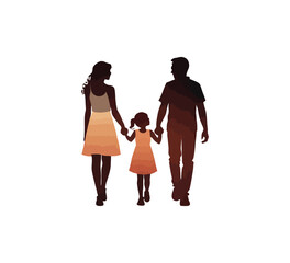 A collection of families holding hands Silhouette vector illustration on a white background