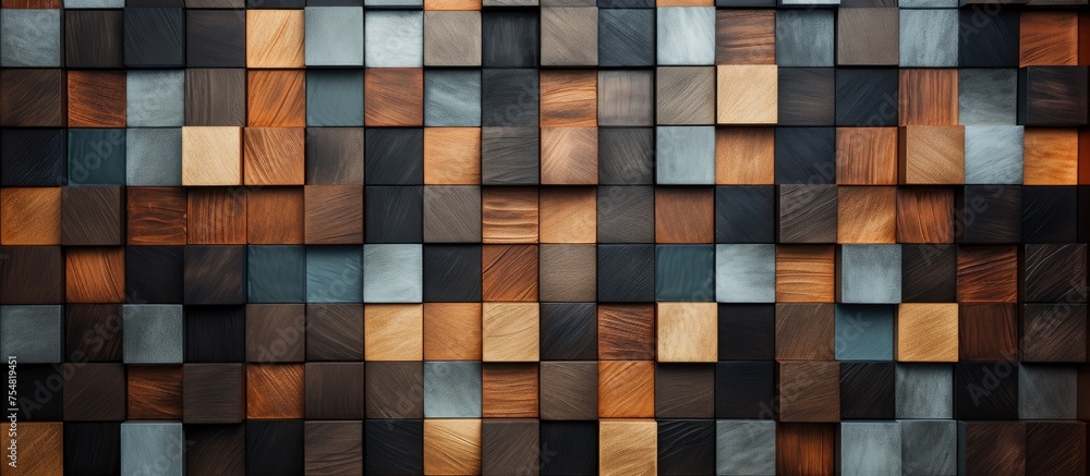 Aufkleber a wooden wall is shown, featuring a repetitive pattern of square shapes. the squares are neatly arra