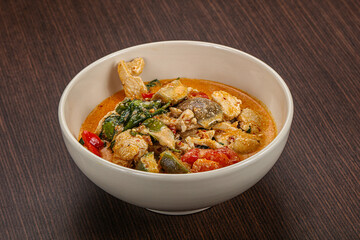 Thai red spicy curry with chicken