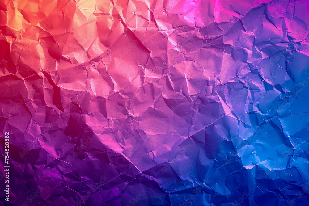 Poster vibrant crumpled paper texture with gradients of purple and blue - abstract background for design an