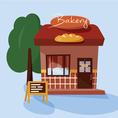 Bakery building vector illustration in cartoon style