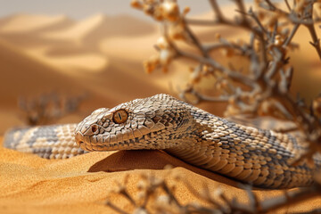 Obraz premium Snake on the sand in the desert