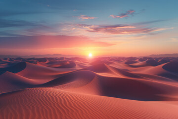 Landscape view of the desert at sunset