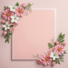 Empty card with flowers and copy space