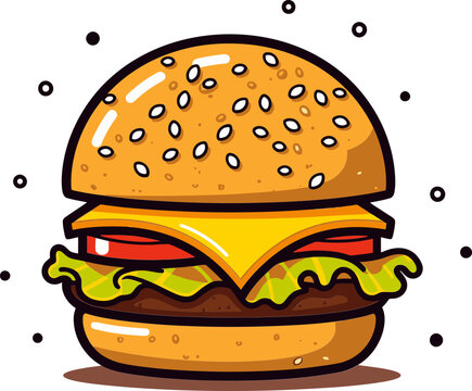 Colorful Burger Vector Illustration for Eye-Catching Menus