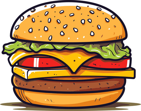 Colorful Burger Vector Illustration for Vibrant Menus