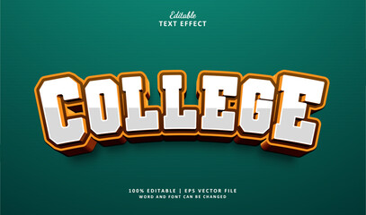 College Editable Text Effect 3d Bold Modern Style 