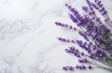 Lavender Flowers on Marble Background