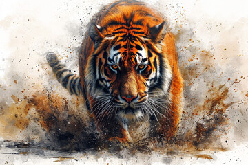 Tiger animal watercolor painting