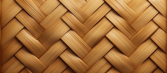 Detailed close-up view of a wooden wall, showing the texture and pattern of the wood. The natural grains and knots are prominently displayed in the intricately woven bamboo background.