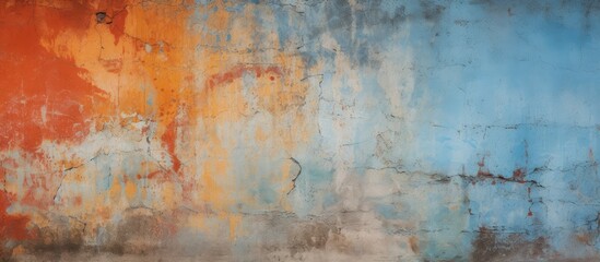 This painting features a blend of bold orange, soothing blue, and subtle grey colors. The color composition creates a dynamic and eye-catching visual experience, with each hue merging and contrasting