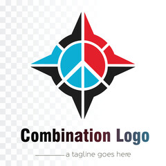Combination mark logo vector design template on transparent background