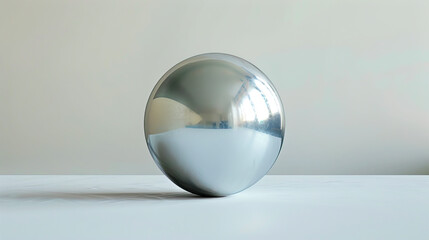 Shiny sphere on pale grey backdrop created with Generative AI technology