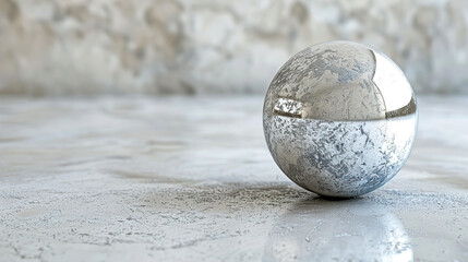 Shiny metallic sphere on pale grey backdrop created with Generative AI technology
