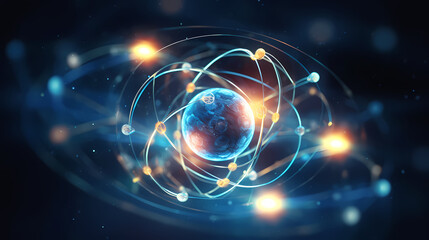 Obraz premium atomic nucleus electron neutron proton