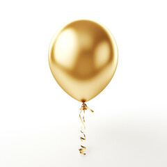 golden balloon on white background сreated with Generative Ai