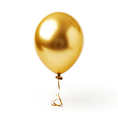 golden balloon on white background сreated with Generative Ai