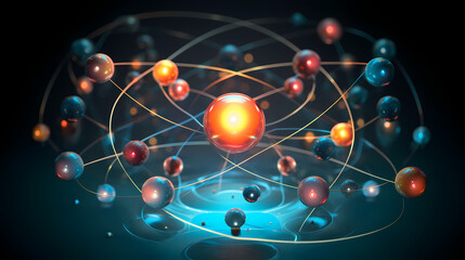 Obraz na płótnie Canvas atomic nucleus electron neutron proton