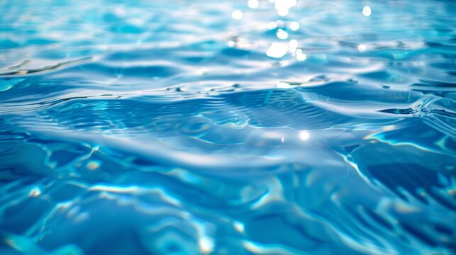 Serene image of the sun reflecting off a tranquil blue water surface, evoking peace and tranquility.