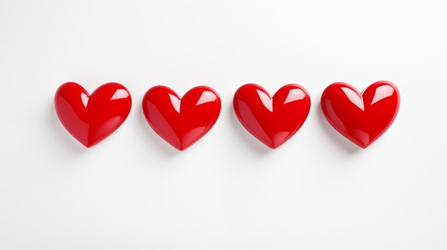 A red three-dimensional heart on a white wall background