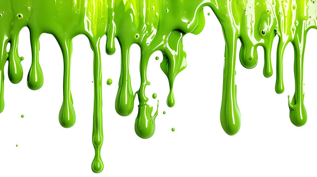 green slime drip isolated on transparent background