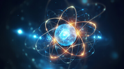 Naklejka na ściany i meble atomic nucleus electron neutron proton