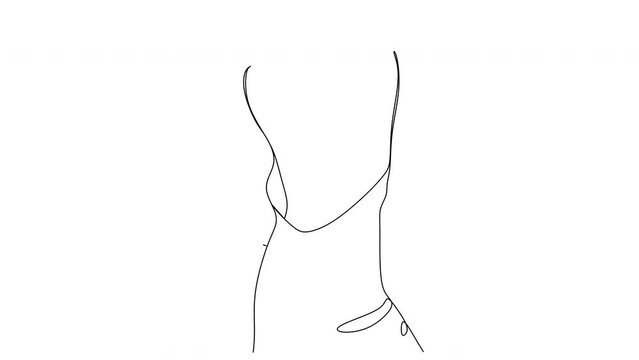 Vector illustration of a female body in a trendy linear style. Elegant art. For posters, tattoos, lingerie store logos