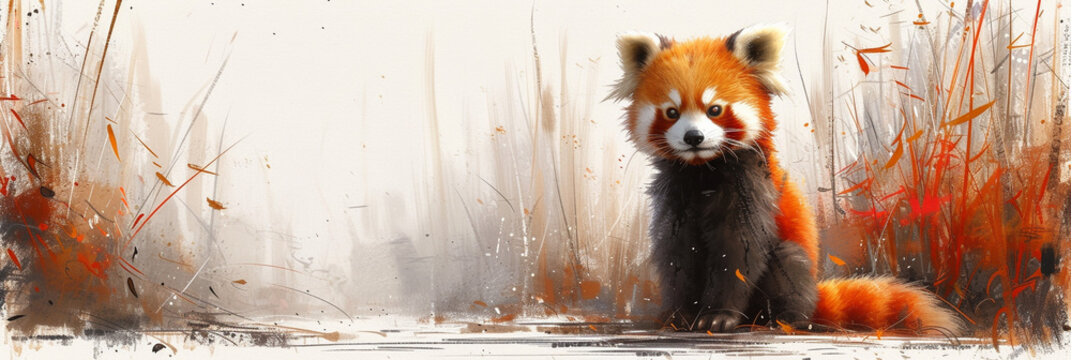 Red panda watercolor painting
