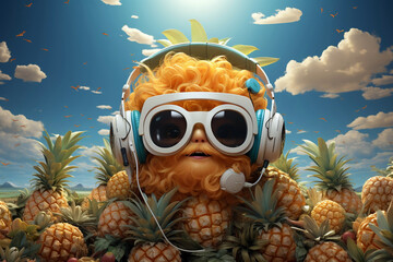 A pineapple a set of headphones - 754835057