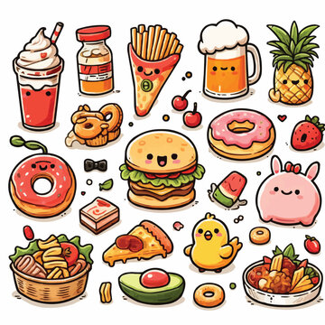 food cartoon vector icon illustration food object icon concept isolated food object icon 